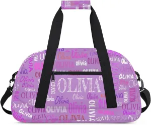 Personalized Dance Duffel Bags Name Girls, Custom Weekender Overnight Bag Waterproof Gym Bag for Travel Girls, Violet