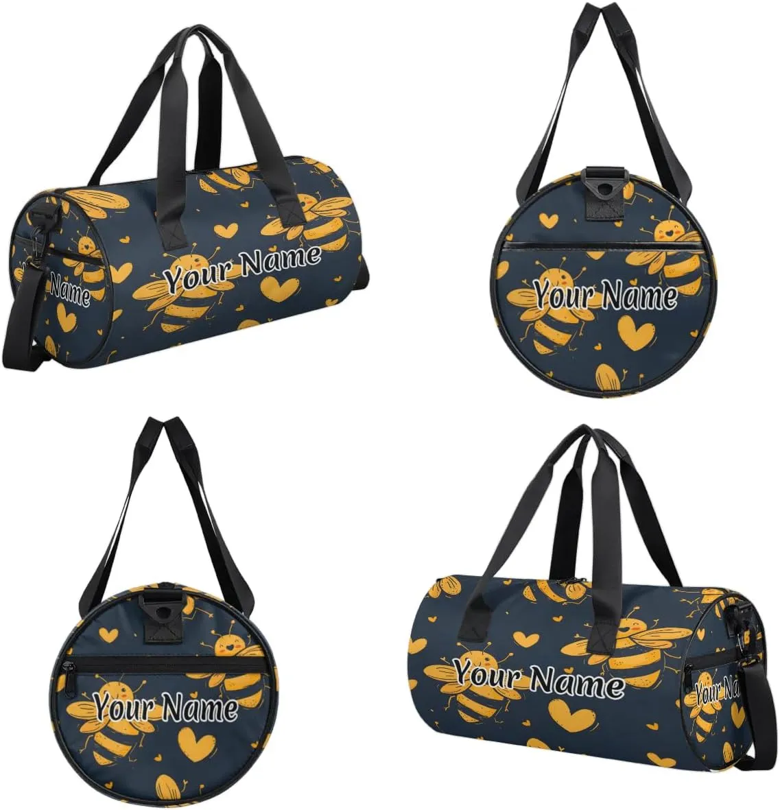 Personalized Duffel Bag for Women, Custom Animals Bees Gym Bag for Sports, Waterproof Dance Bag with Name, Lightweight Carryon Gym Bag, Honey Bee