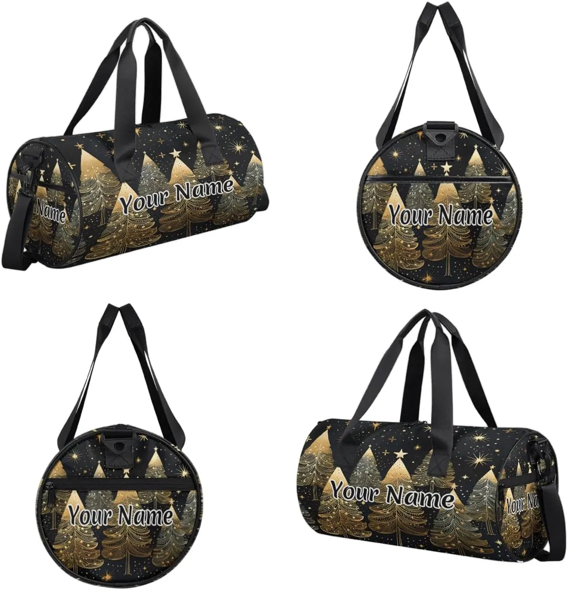 Personalized Duffel Bag for Women, Custom Christmas Trees Gym Bag for Sports, Waterproof Dance Bag with Name, Lightweight Carryon Gym Bag, Winter Snowflake Holiday