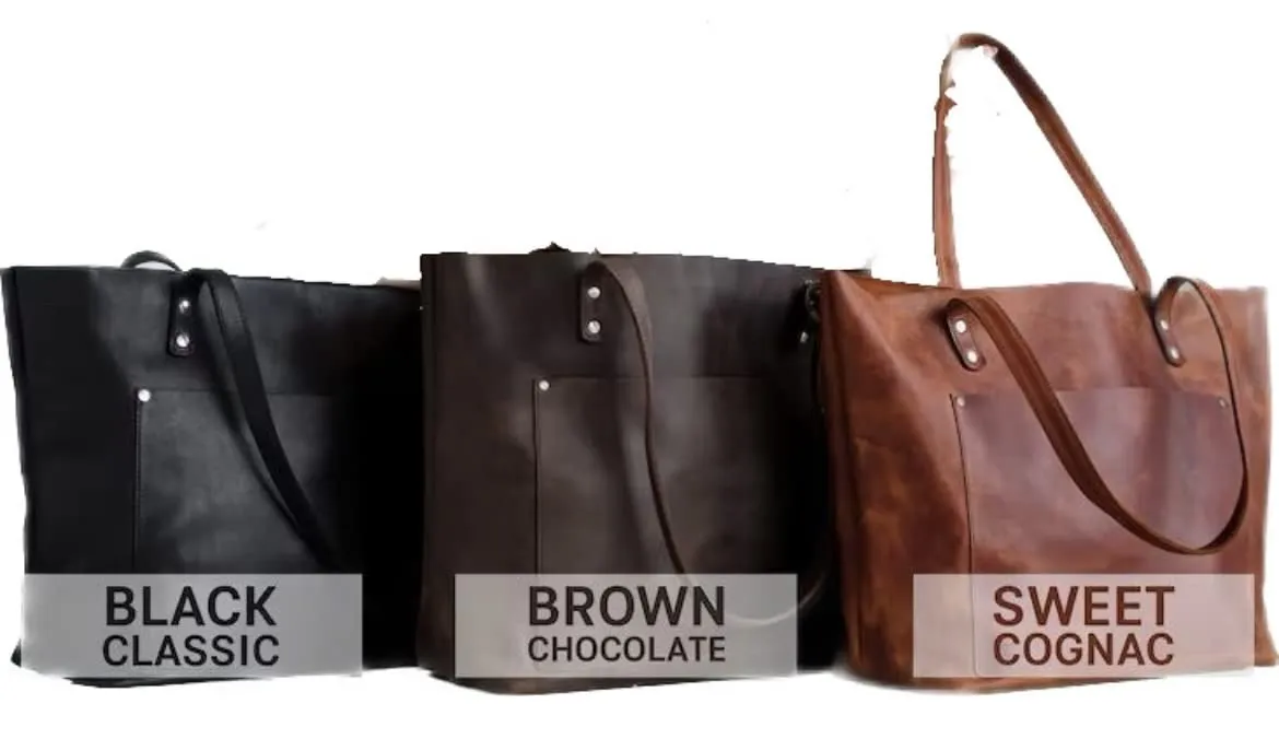 Personalized Genuine Real leather tote bag handbag for women. large shopper market bag, work bag, leather purse shoulder bag women, handcrafted rustic everyday leather tote
