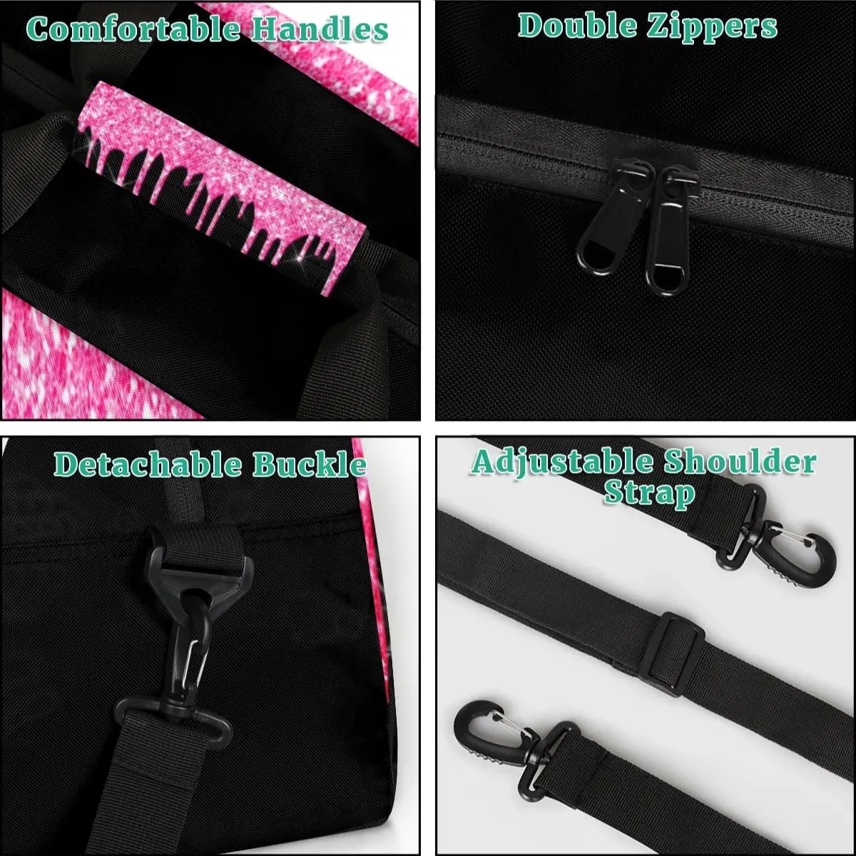 Personalized Glitter Dance Bag Duffel Bag for Girl, Custom Gym Bag Sport Duffel Bag, Ballet Bag Cheerleader Weekender Bags Travel Bag for Kids Hot Pink Dripping