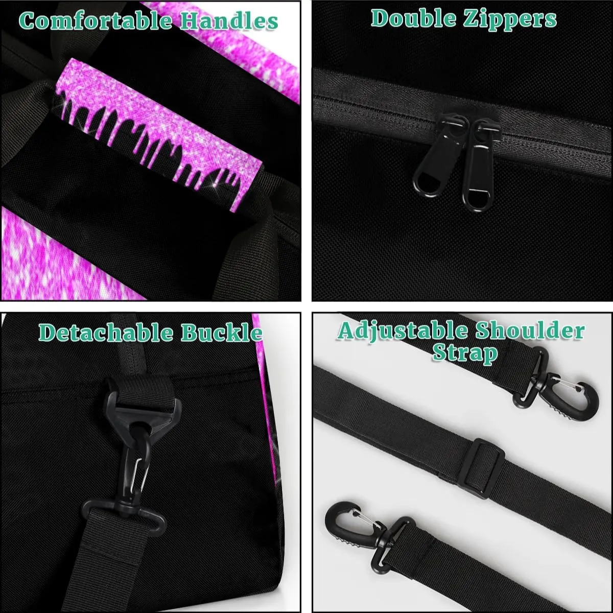 Personalized Glitter Dance Bag Duffel Bag for Girl, Custom Gym Bag Sport Duffel Bag, Ballet Bag Cheerleader Weekender Bags Travel Bag for Kids Purple Dripping
