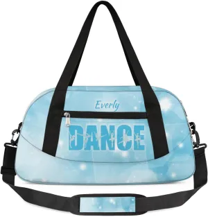 Personalized Gym Bag for Girls Teens, Custom Dance Bag Overnight Small Duffel Bag Carry On Weekend Sports Travel Bag for School Practice Gymnastics Ballet, Blue Stars Dance