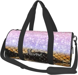 Personalized Gym Duffle Bag for Men,Custom Sports Tote Bag with Name for Women Weekender Carry On Personal Item,17in Animal Skin Duffel Bag for Travel Overnight Fitness Dance