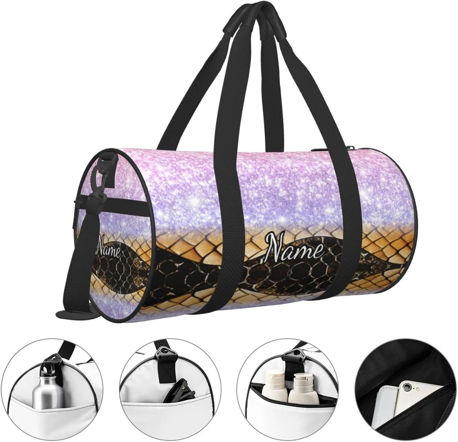 Personalized Gym Duffle Bag for Men,Custom Sports Tote Bag with Name for Women Weekender Carry On Personal Item,17in Animal Skin Duffel Bag for Travel Overnight Fitness Dance