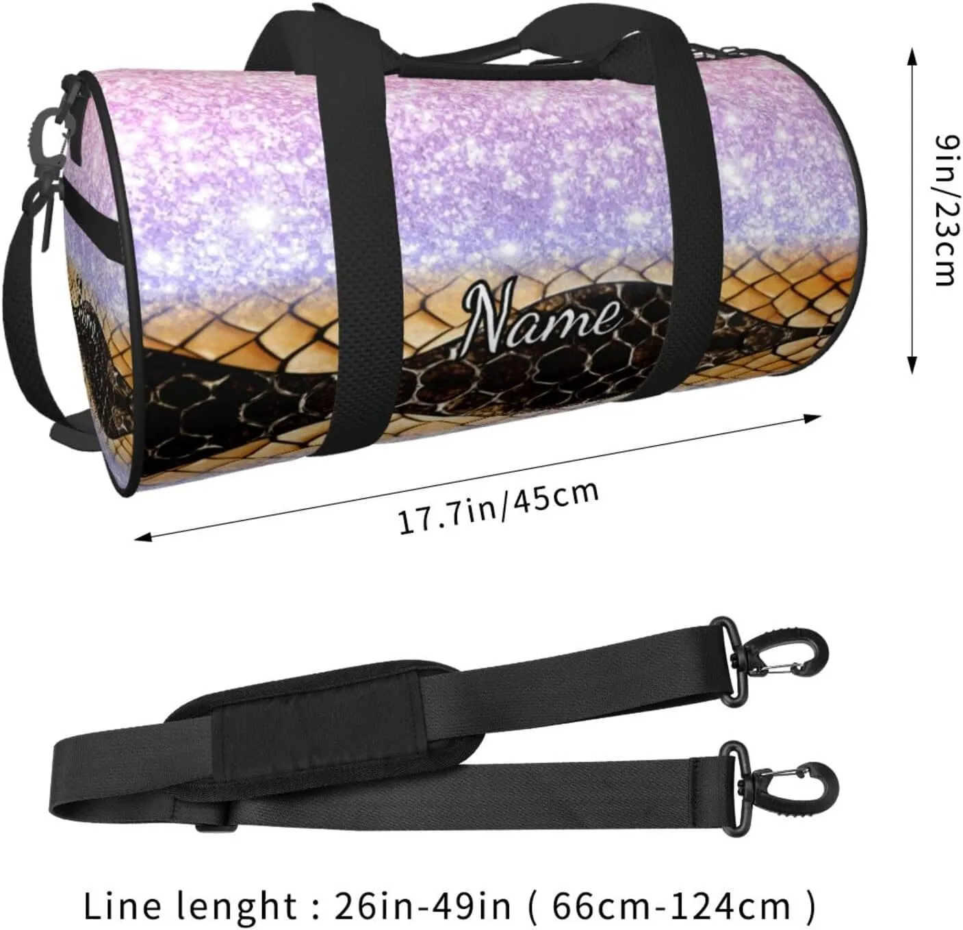 Personalized Gym Duffle Bag for Men,Custom Sports Tote Bag with Name for Women Weekender Carry On Personal Item,17in Animal Skin Duffel Bag for Travel Overnight Fitness Dance