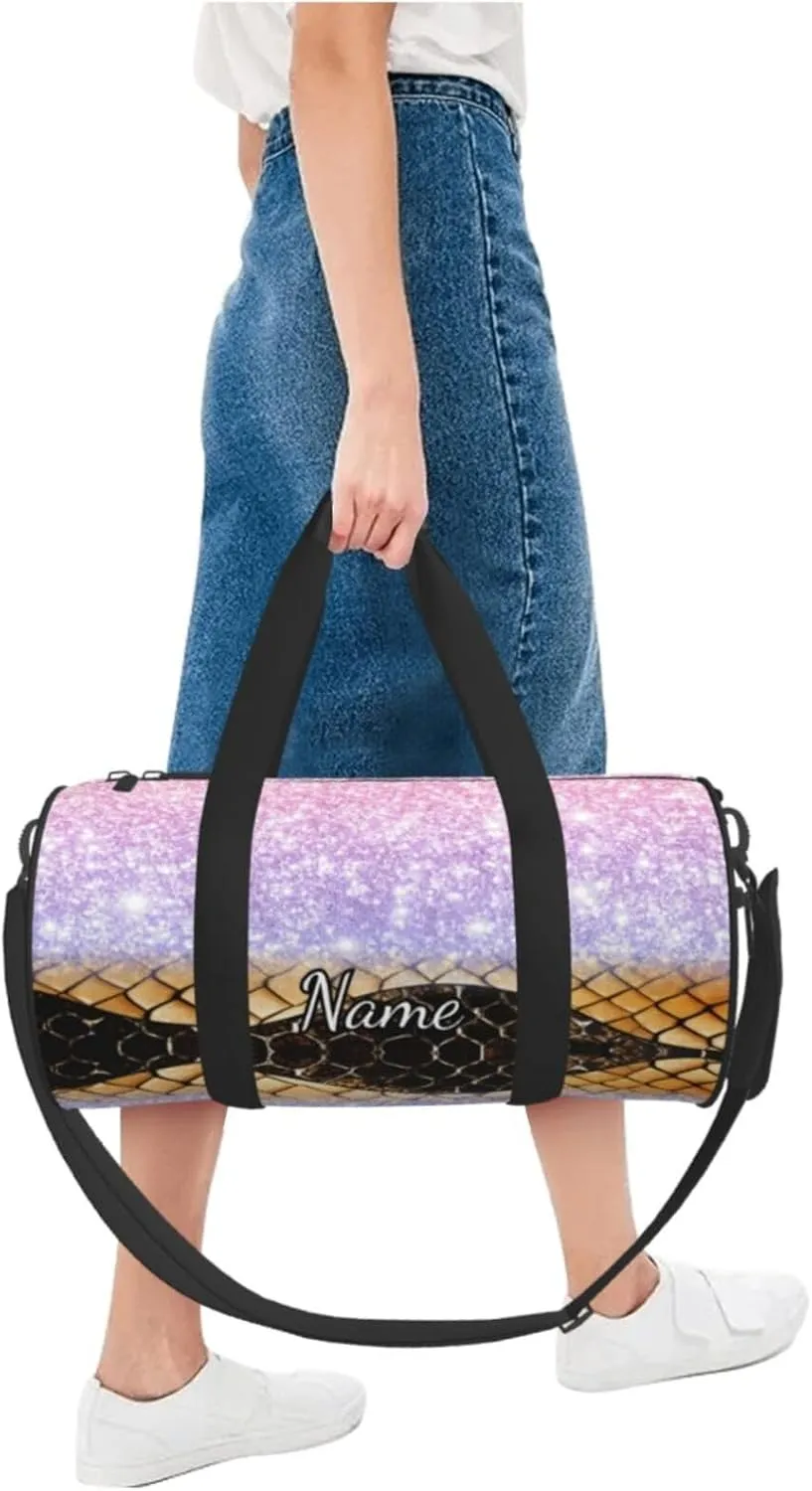 Personalized Gym Duffle Bag for Men,Custom Sports Tote Bag with Name for Women Weekender Carry On Personal Item,17in Animal Skin Duffel Bag for Travel Overnight Fitness Dance