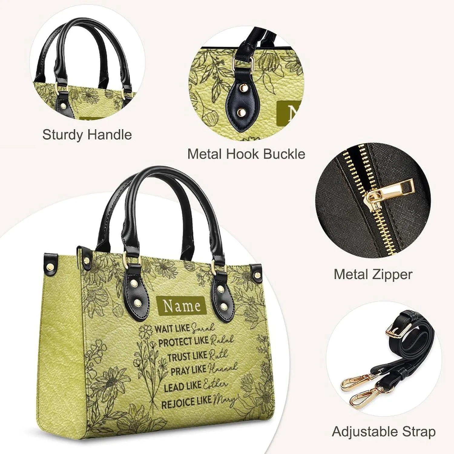 Personalized Handbag Gifts for Her - PU Leather Bags - Custom Women Tote Bag for Mother’s Day, Birthday, Wedding