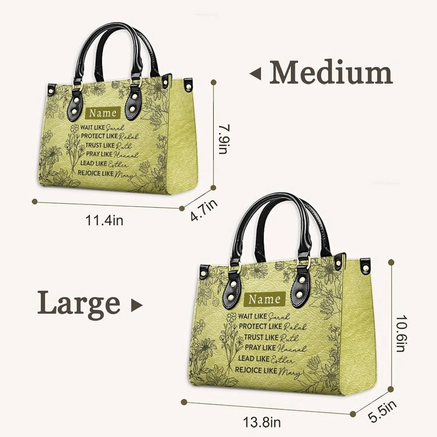 Personalized Handbag Gifts for Her - PU Leather Bags - Custom Women Tote Bag for Mother’s Day, Birthday, Wedding