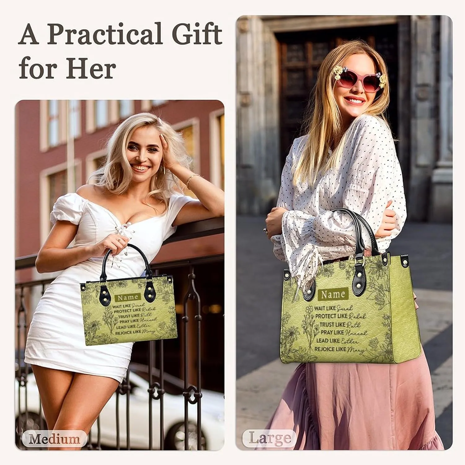 Personalized Handbag Gifts for Her - PU Leather Bags - Custom Women Tote Bag for Mother’s Day, Birthday, Wedding