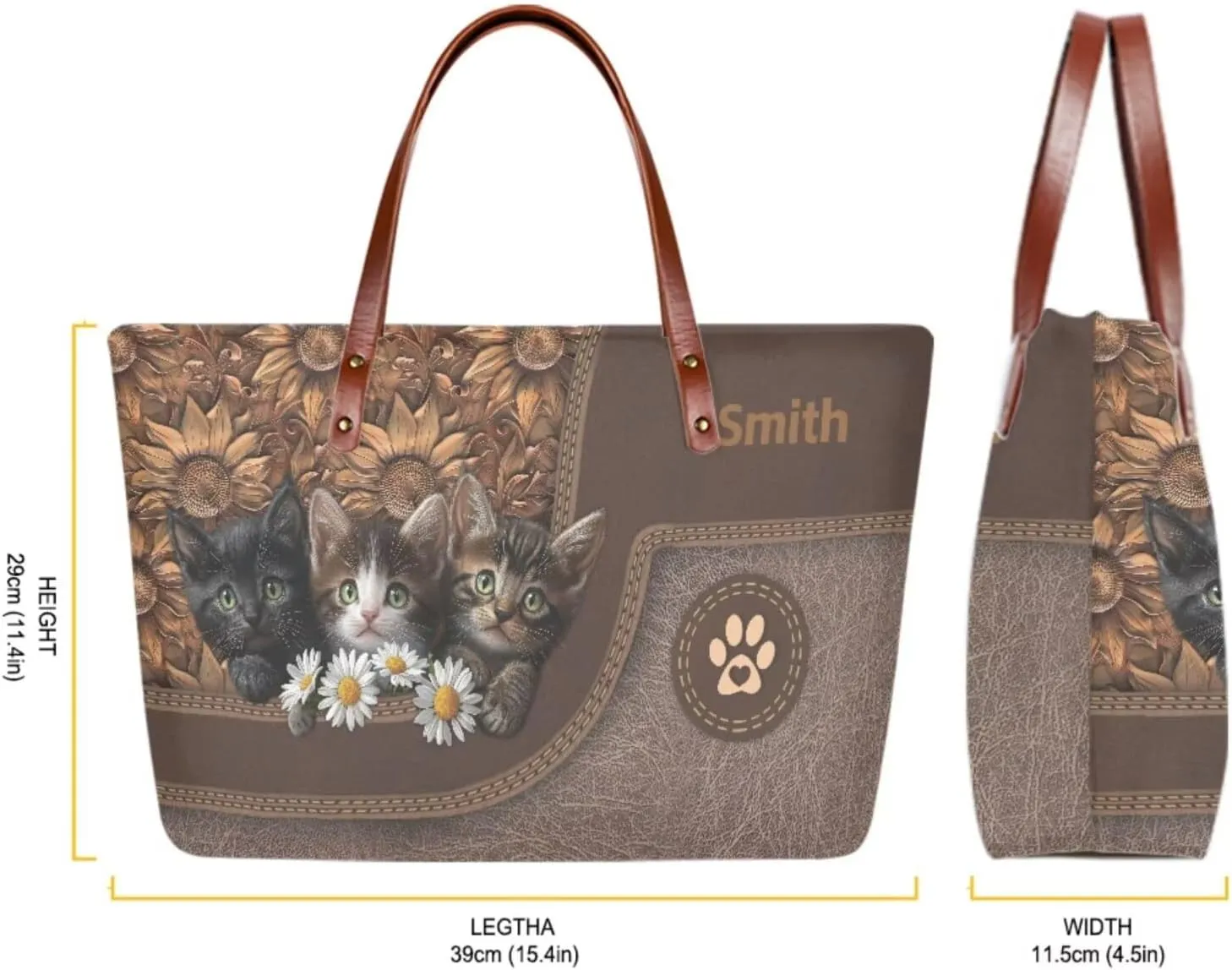 Personalized Handbag with Leather Wallet Set for Women, Custom Name Purse Set Large Top Handle Purse with Wallet