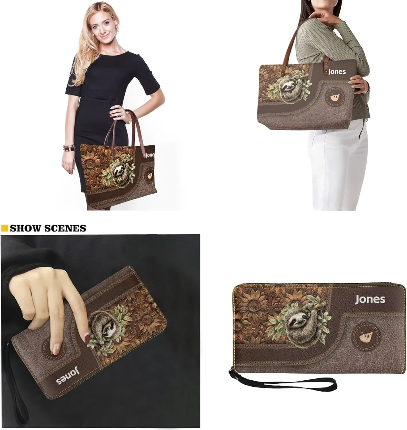 Personalized Handbag with Leather Wallet Set for Women, Custom Name Purse Set Large Top Handle Purse with Wallet