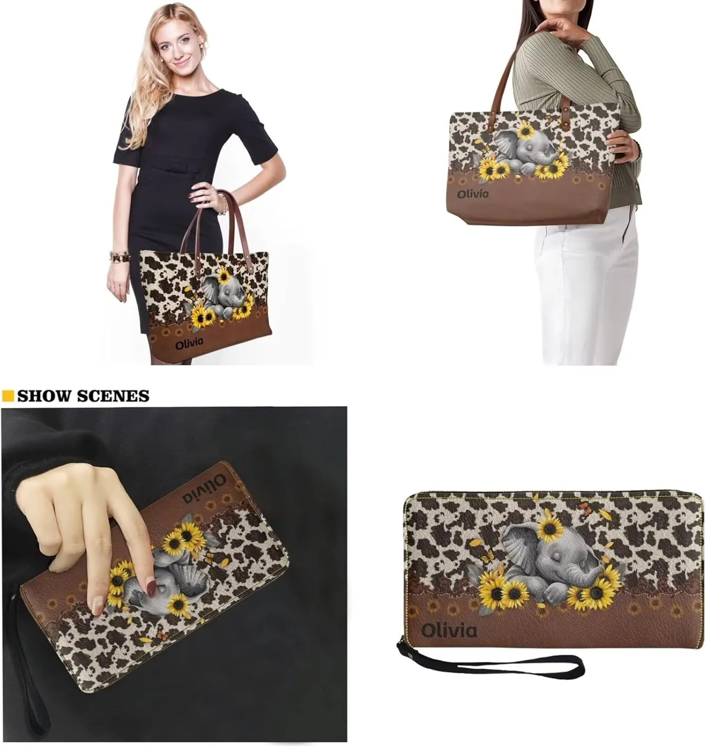 Personalized Handbag with Leather Wallet Set for Women, Custom Name Purse Set Large Top Handle Purse with Wallet
