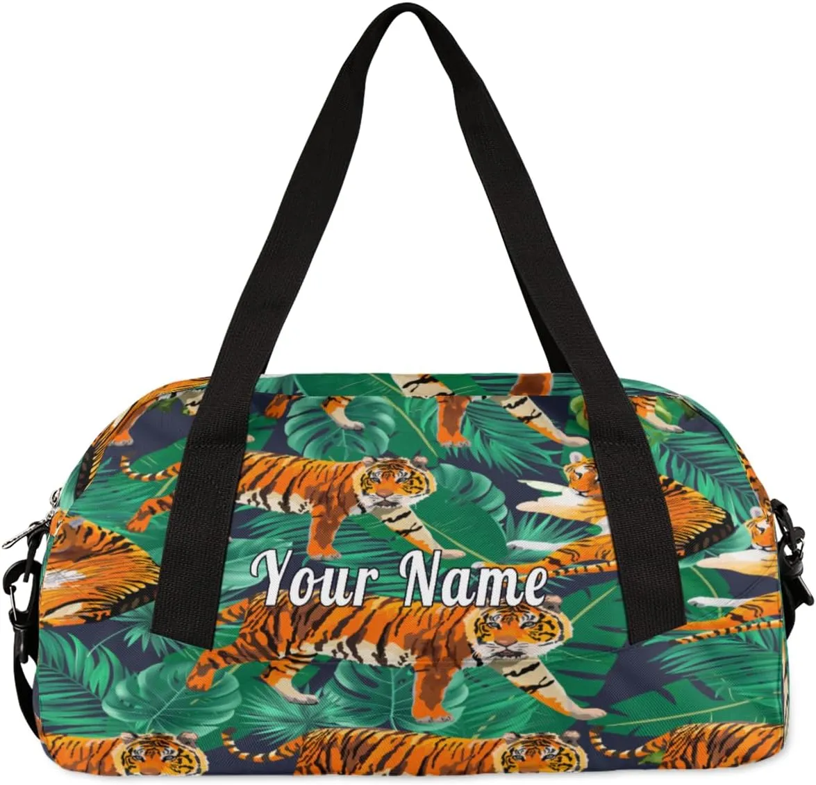 Personalized Kids Duffel Bag African Animal Tiger Palm,Custom Sport Gym Bag for Boys Girls,WWeekender Overnight Bags Travel Duffel Bag,Customized Kids Gift