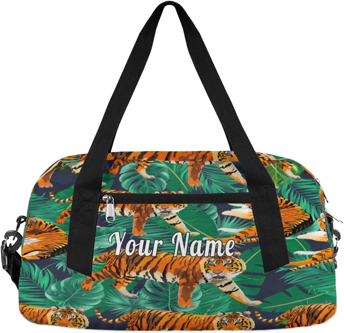 Personalized Kids Duffel Bag African Animal Tiger Palm,Custom Sport Gym Bag for Boys Girls,WWeekender Overnight Bags Travel Duffel Bag,Customized Kids Gift