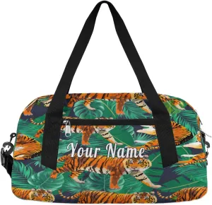 Personalized Kids Duffel Bag African Animal Tiger Palm,Custom Sport Gym Bag for Boys Girls,WWeekender Overnight Bags Travel Duffel Bag,Customized Kids Gift