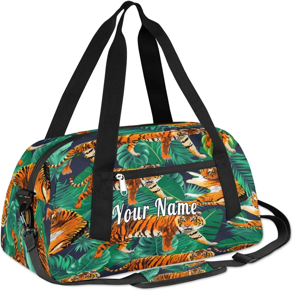 Personalized Kids Duffel Bag African Animal Tiger Palm,Custom Sport Gym Bag for Boys Girls,WWeekender Overnight Bags Travel Duffel Bag,Customized Kids Gift