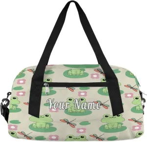 Personalized Kids Duffel Bag Animal Frog Dragonfly,Custom Sport Gym Bag for Boys Girls,WWeekender Overnight Bags Travel Duffel Bag,Customized Kids Gift