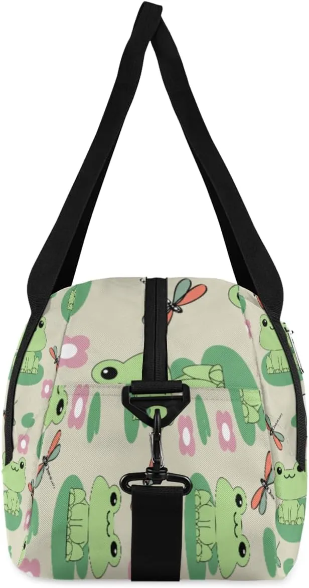 Personalized Kids Duffel Bag Animal Frog Dragonfly,Custom Sport Gym Bag for Boys Girls,WWeekender Overnight Bags Travel Duffel Bag,Customized Kids Gift