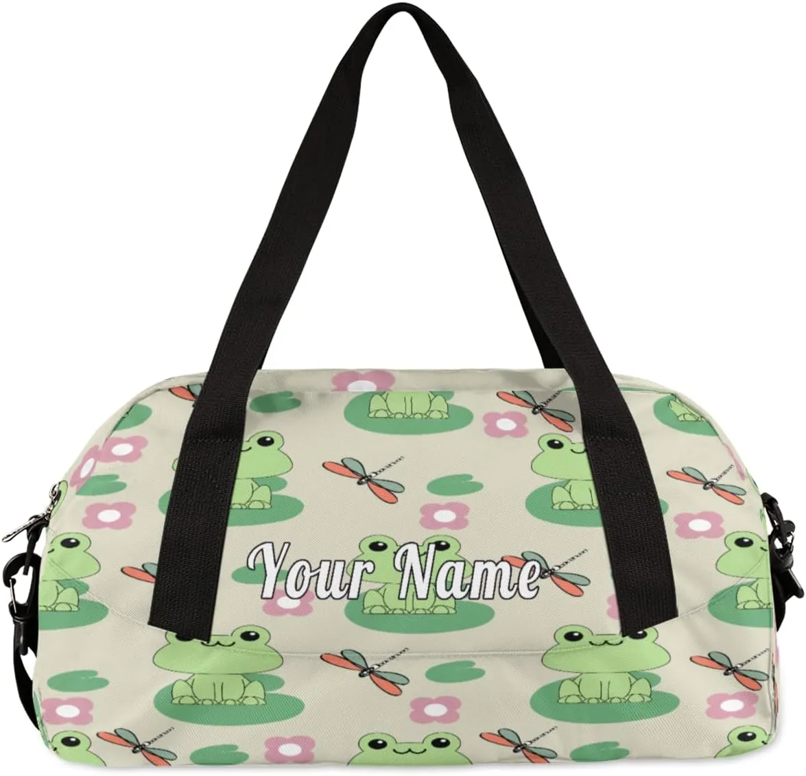 Personalized Kids Duffel Bag Animal Frog Dragonfly,Custom Sport Gym Bag for Boys Girls,WWeekender Overnight Bags Travel Duffel Bag,Customized Kids Gift