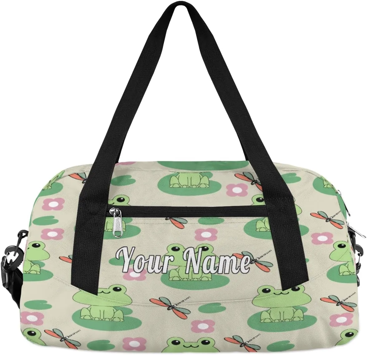 Personalized Kids Duffel Bag Animal Frog Dragonfly,Custom Sport Gym Bag for Boys Girls,WWeekender Overnight Bags Travel Duffel Bag,Customized Kids Gift