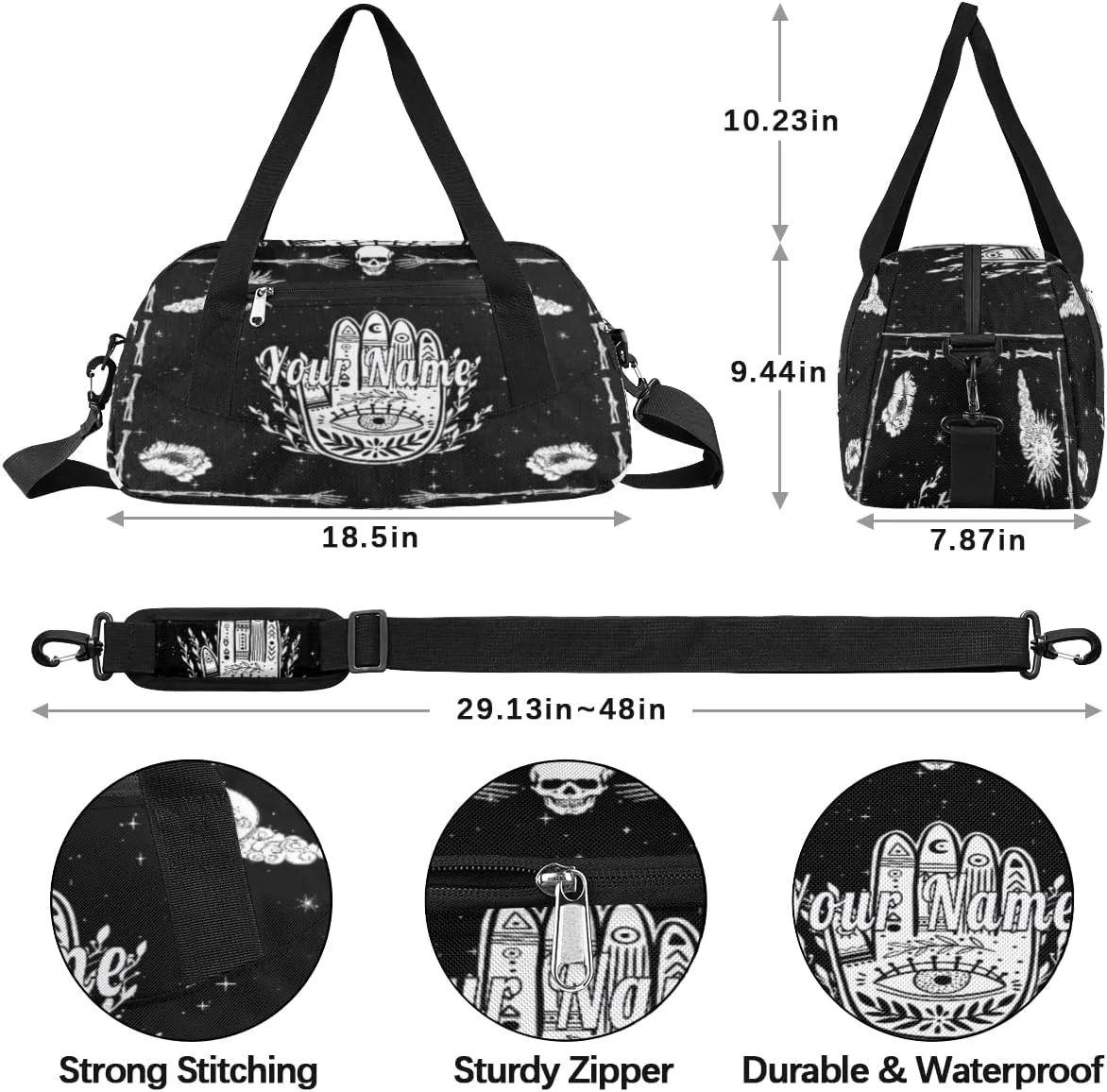 Personalized Kids Duffel Bag Astrology Hand Sign,Custom Sport Gym Bag for Boys Girls,WWeekender Overnight Bags Travel Duffel Bag,Customized Kids Gift