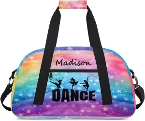 Personalized Kids Duffel Bag Ballet Dancer Dance,Custom Sport Gym Bag for Boys Girls,Weekender Overnight Bags Travel Duffel Bag,Customized Kids Gift Rainbow