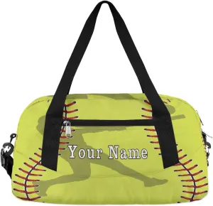 Personalized Kids Duffel Bag Baseball Softball Lace,Custom Sport Gym Bag for Boys Girls,Weekender Overnight Bags Travel Duffel Bag,Customized Kids Gift