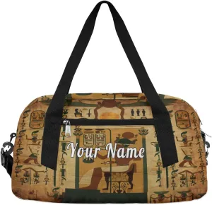 Personalized Kids Duffel Bag Egypt Pharaoh Papyrus Mural,Custom Sport Gym Bag for Boys Girls,WWeekender Overnight Bags Travel Duffel Bag,Customized Kids Gift