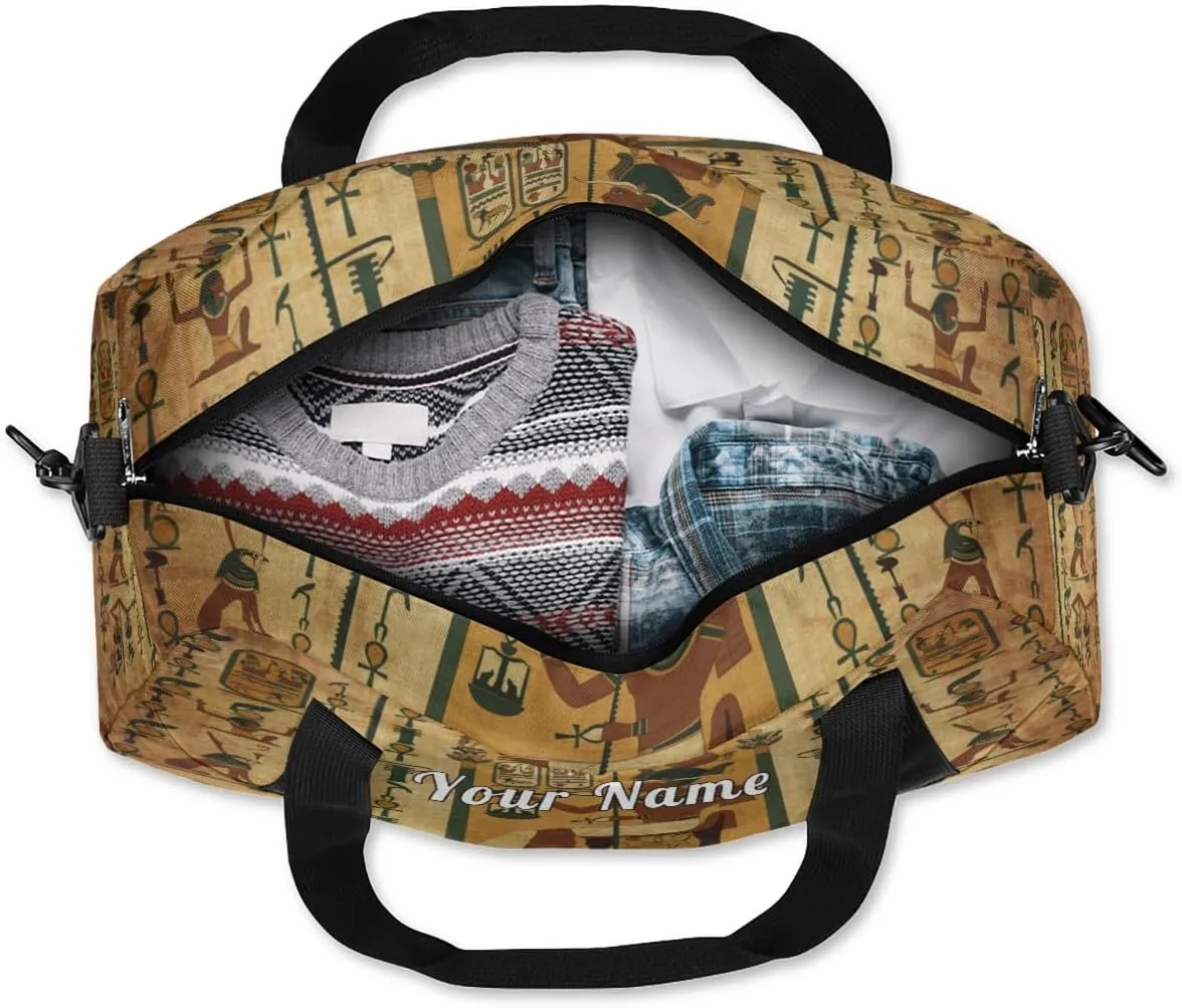 Personalized Kids Duffel Bag Egypt Pharaoh Papyrus Mural,Custom Sport Gym Bag for Boys Girls,WWeekender Overnight Bags Travel Duffel Bag,Customized Kids Gift