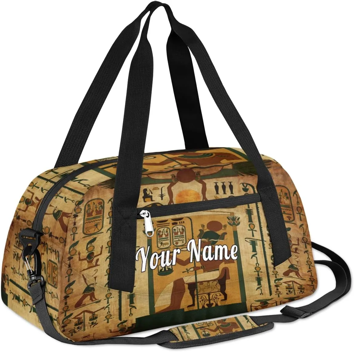 Personalized Kids Duffel Bag Egypt Pharaoh Papyrus Mural,Custom Sport Gym Bag for Boys Girls,WWeekender Overnight Bags Travel Duffel Bag,Customized Kids Gift