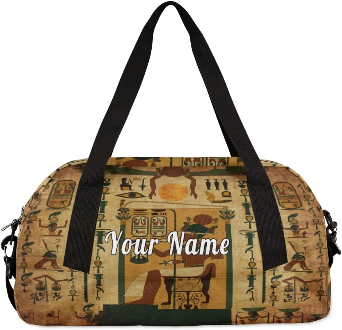 Personalized Kids Duffel Bag Egypt Pharaoh Papyrus Mural,Custom Sport Gym Bag for Boys Girls,WWeekender Overnight Bags Travel Duffel Bag,Customized Kids Gift