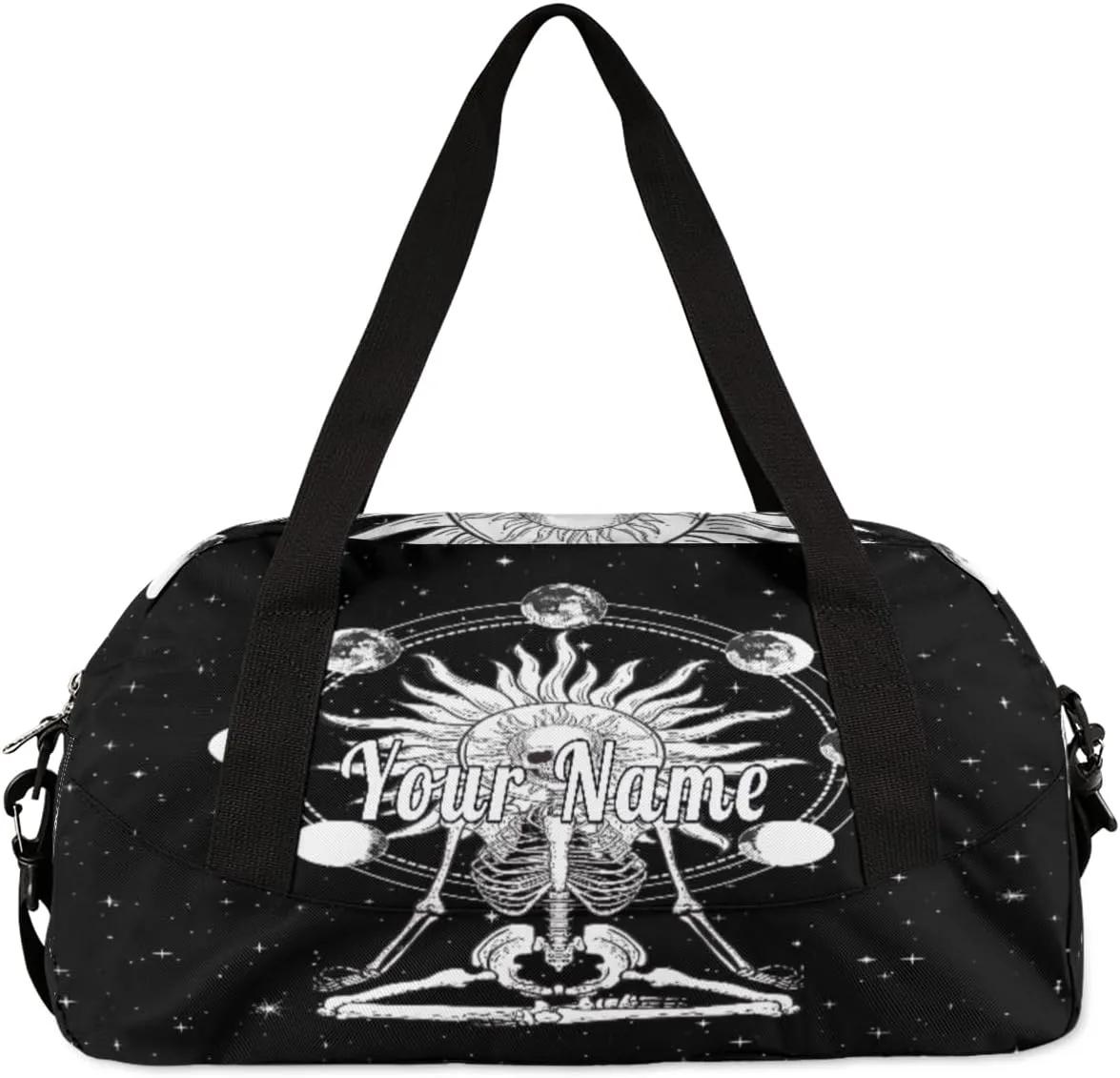 Personalized Kids Duffel Bag Galaxy Meditating Skeleton,Custom Sport Gym Bag for Boys Girls,WWeekender Overnight Bags Travel Duffel Bag,Customized Kids Gift