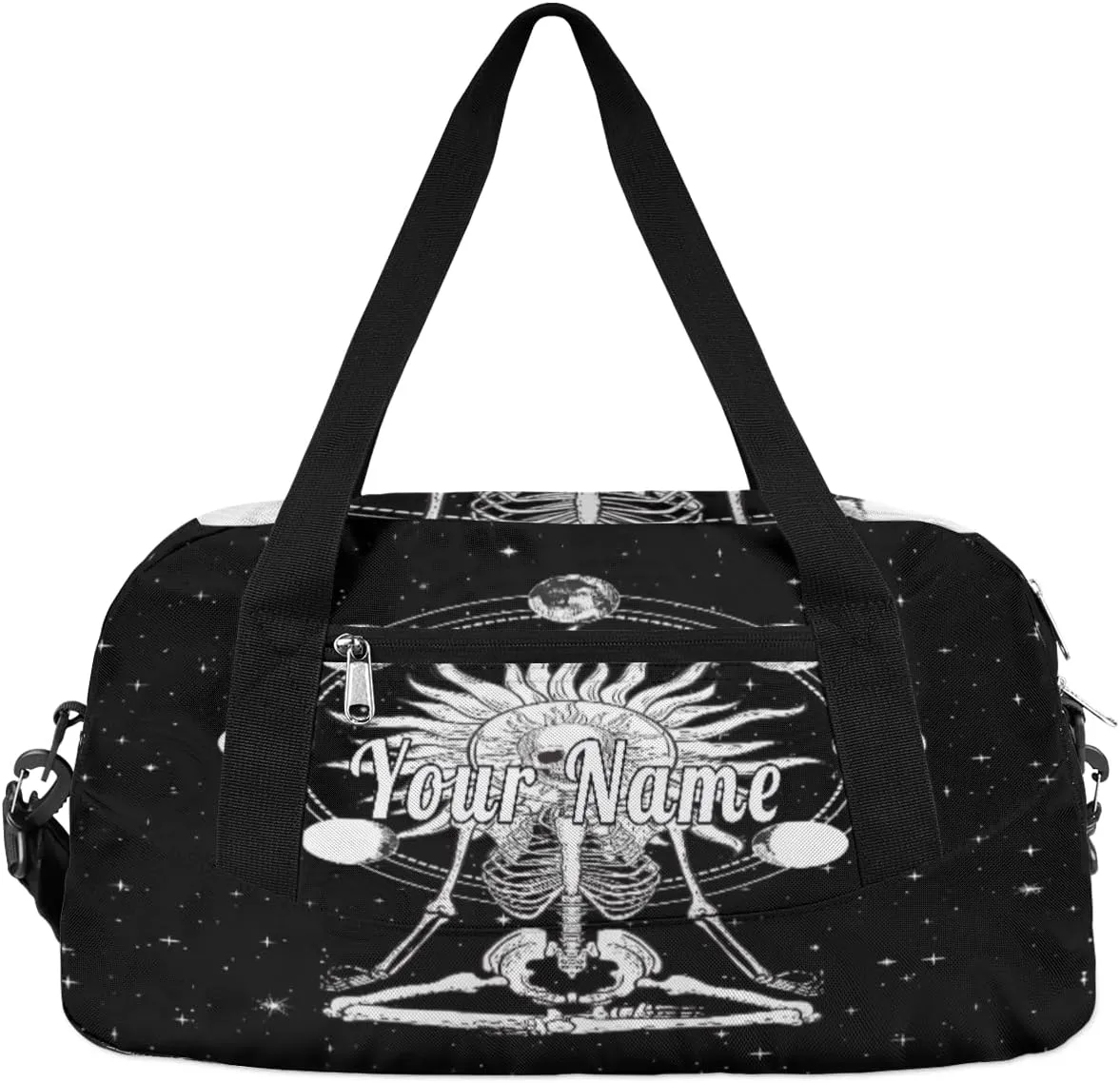 Personalized Kids Duffel Bag Galaxy Meditating Skeleton,Custom Sport Gym Bag for Boys Girls,WWeekender Overnight Bags Travel Duffel Bag,Customized Kids Gift