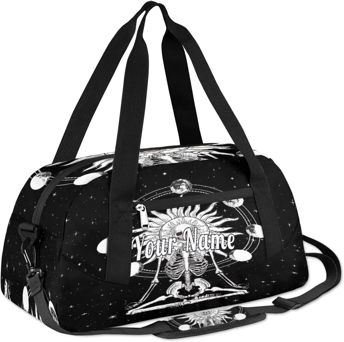 Personalized Kids Duffel Bag Galaxy Meditating Skeleton,Custom Sport Gym Bag for Boys Girls,WWeekender Overnight Bags Travel Duffel Bag,Customized Kids Gift