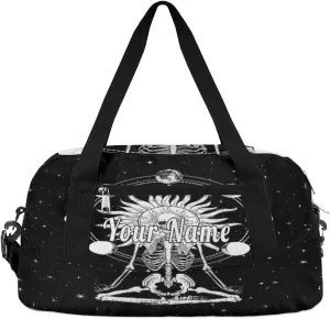 Personalized Kids Duffel Bag Galaxy Meditating Skeleton,Custom Sport Gym Bag for Boys Girls,WWeekender Overnight Bags Travel Duffel Bag,Customized Kids Gift
