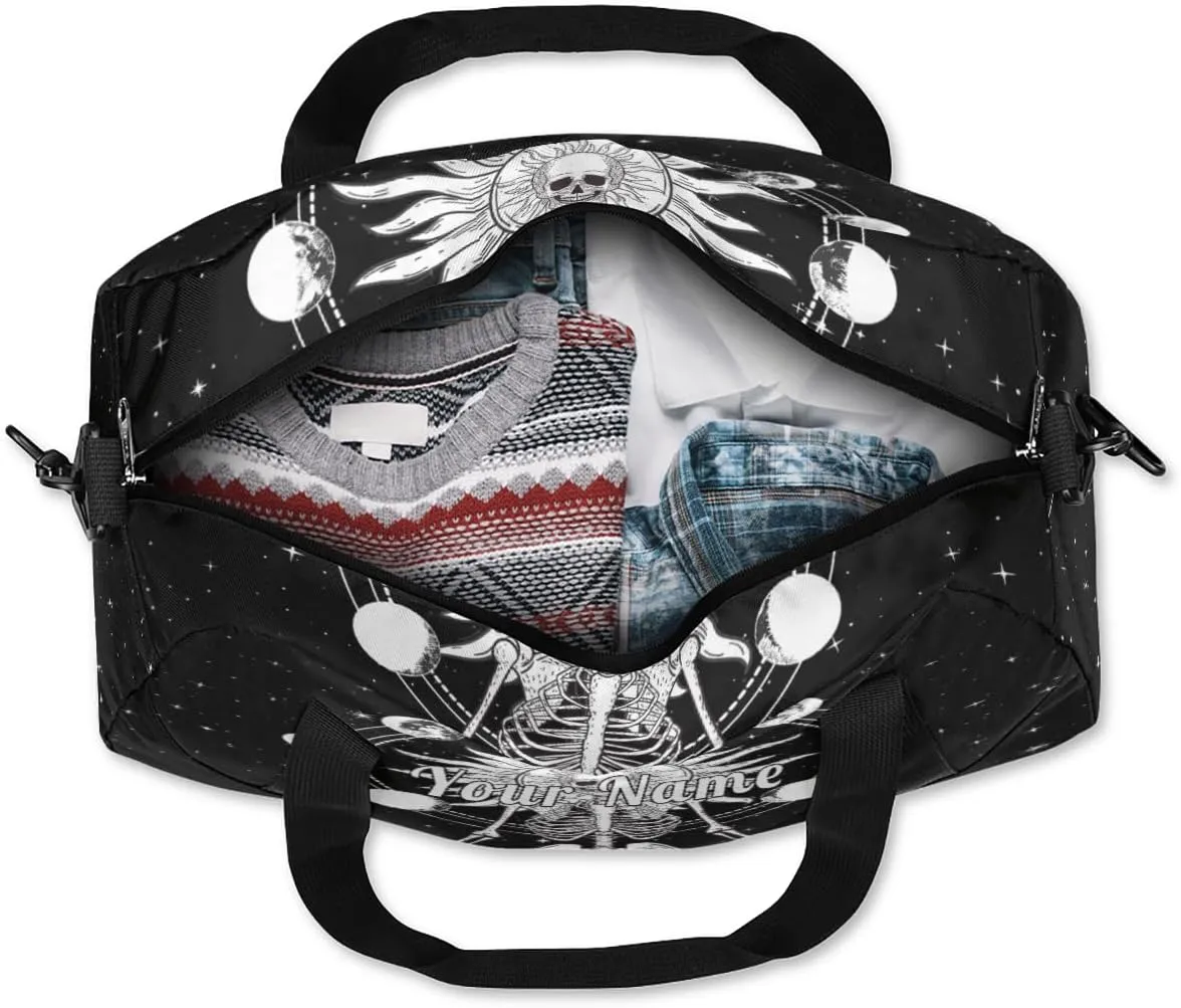 Personalized Kids Duffel Bag Galaxy Meditating Skeleton,Custom Sport Gym Bag for Boys Girls,WWeekender Overnight Bags Travel Duffel Bag,Customized Kids Gift