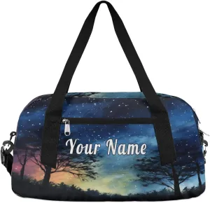 Personalized Kids Duffel Bag Galaxy Universe Starry,Custom Sport Gym Bag for Boys Girls,WWeekender Overnight Bags Travel Duffel Bag,Customized Kids Gift