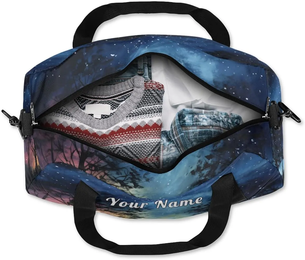 Personalized Kids Duffel Bag Galaxy Universe Starry,Custom Sport Gym Bag for Boys Girls,WWeekender Overnight Bags Travel Duffel Bag,Customized Kids Gift