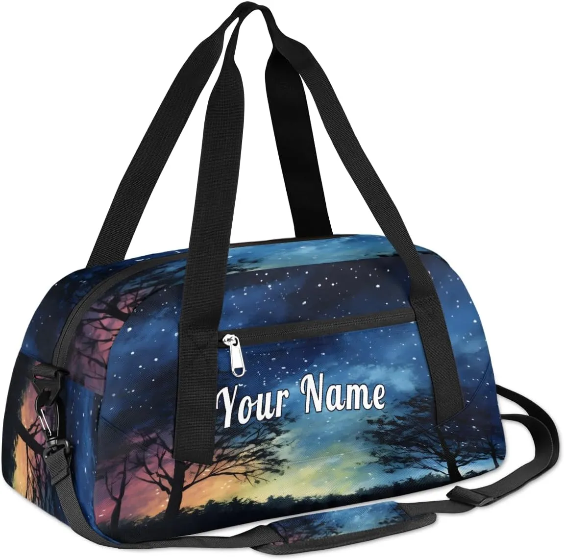 Personalized Kids Duffel Bag Galaxy Universe Starry,Custom Sport Gym Bag for Boys Girls,WWeekender Overnight Bags Travel Duffel Bag,Customized Kids Gift
