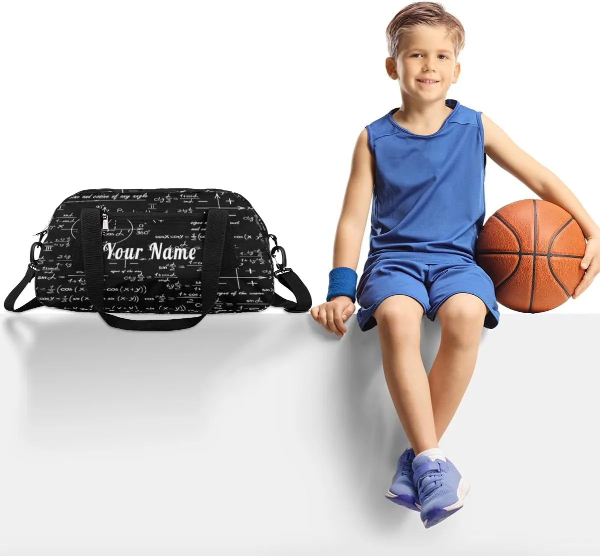 Personalized Kids Duffel Bag Math Education Formula,Custom Sport Gym Bag for Boys Girls,WWeekender Overnight Bags Travel Duffel Bag,Customized Kids Gift