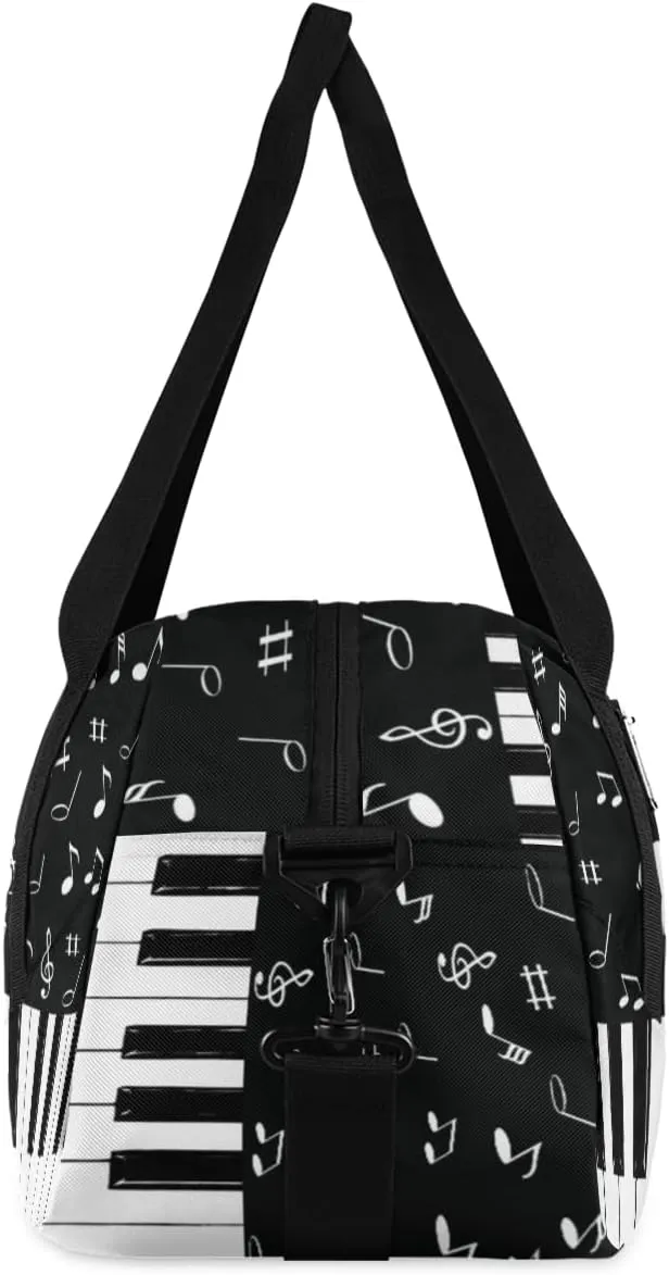 Personalized Kids Duffel Bag Music Note Cat Piano,Custom Sport Gym Bag for Boys Girls,WWeekender Overnight Bags Travel Duffel Bag,Customized Kids Gift