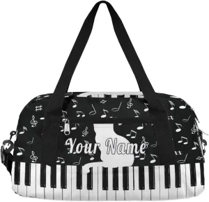 Personalized Kids Duffel Bag Music Note Cat Piano,Custom Sport Gym Bag for Boys Girls,WWeekender Overnight Bags Travel Duffel Bag,Customized Kids Gift