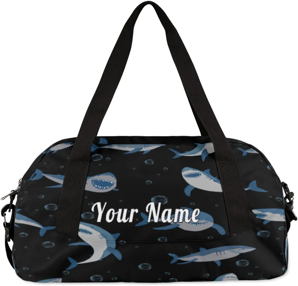 Personalized Kids Duffel Bag Ocean Sea Shark Pattern,Custom Sport Gym Bag for Boys Girls,WWeekender Overnight Bags Travel Duffel Bag,Customized Kids Gift