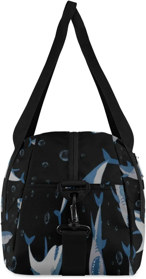 Personalized Kids Duffel Bag Ocean Sea Shark Pattern,Custom Sport Gym Bag for Boys Girls,WWeekender Overnight Bags Travel Duffel Bag,Customized Kids Gift