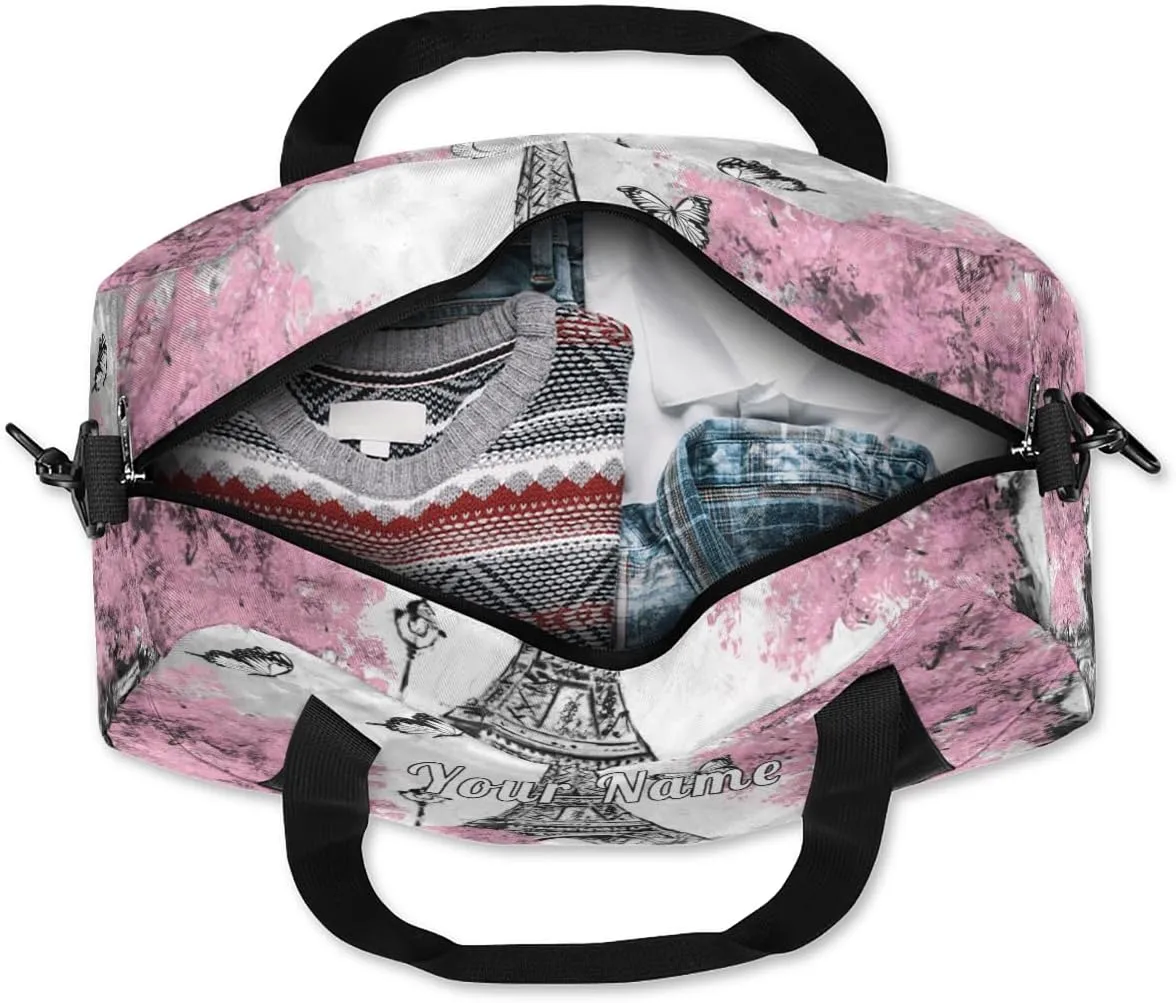 Personalized Kids Duffel Bag Oil Painting Eiffel Tower,Custom Sport Gym Bag for Boys Girls,WWeekender Overnight Bags Travel Duffel Bag,Customized Kids Gift