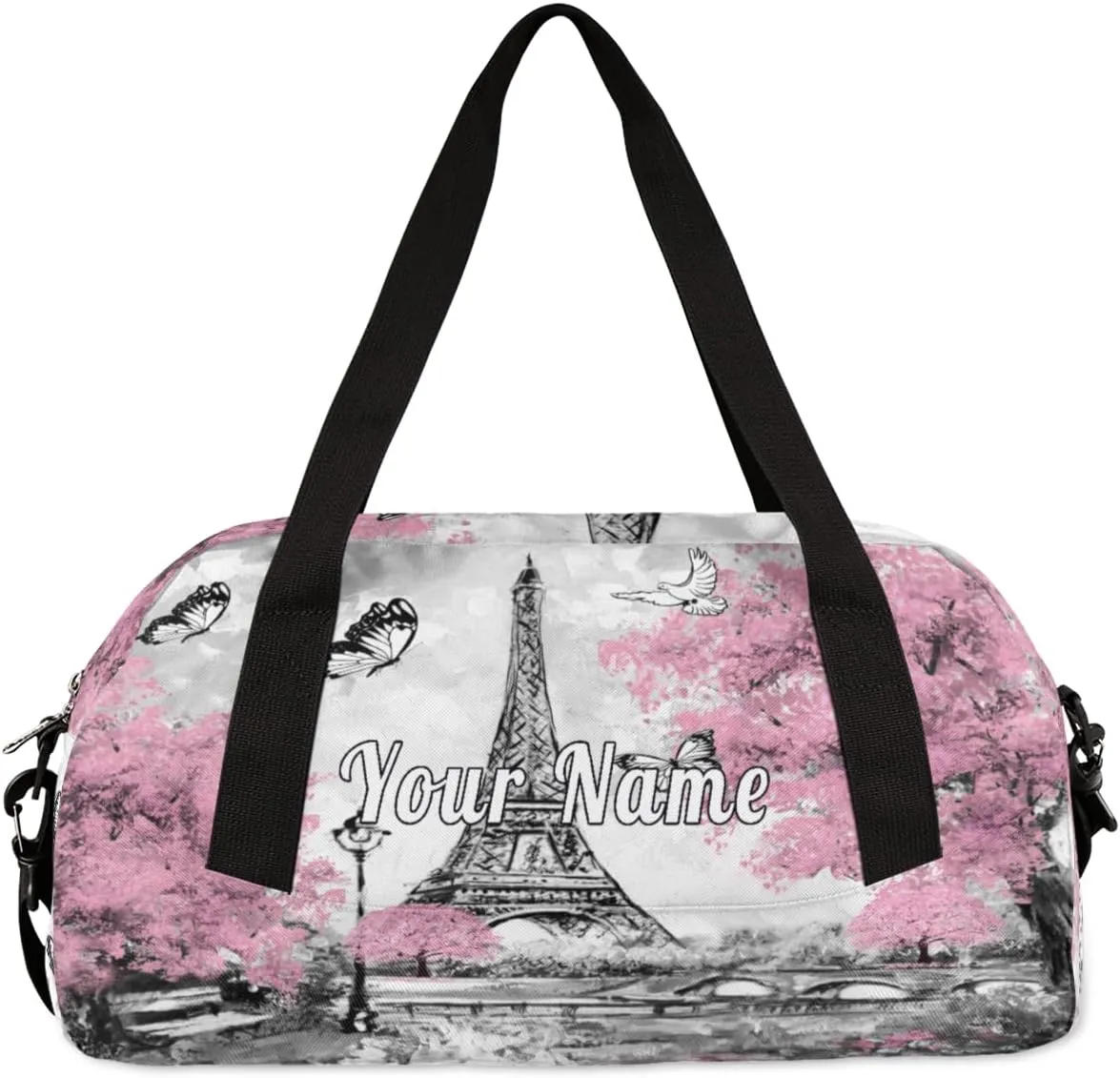 Personalized Kids Duffel Bag Oil Painting Eiffel Tower,Custom Sport Gym Bag for Boys Girls,WWeekender Overnight Bags Travel Duffel Bag,Customized Kids Gift