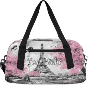 Personalized Kids Duffel Bag Oil Painting Eiffel Tower,Custom Sport Gym Bag for Boys Girls,WWeekender Overnight Bags Travel Duffel Bag,Customized Kids Gift