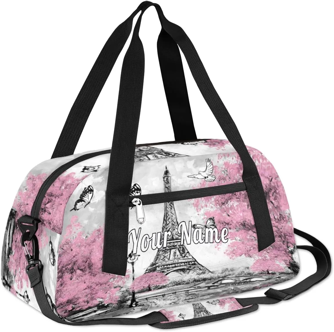 Personalized Kids Duffel Bag Oil Painting Eiffel Tower,Custom Sport Gym Bag for Boys Girls,WWeekender Overnight Bags Travel Duffel Bag,Customized Kids Gift