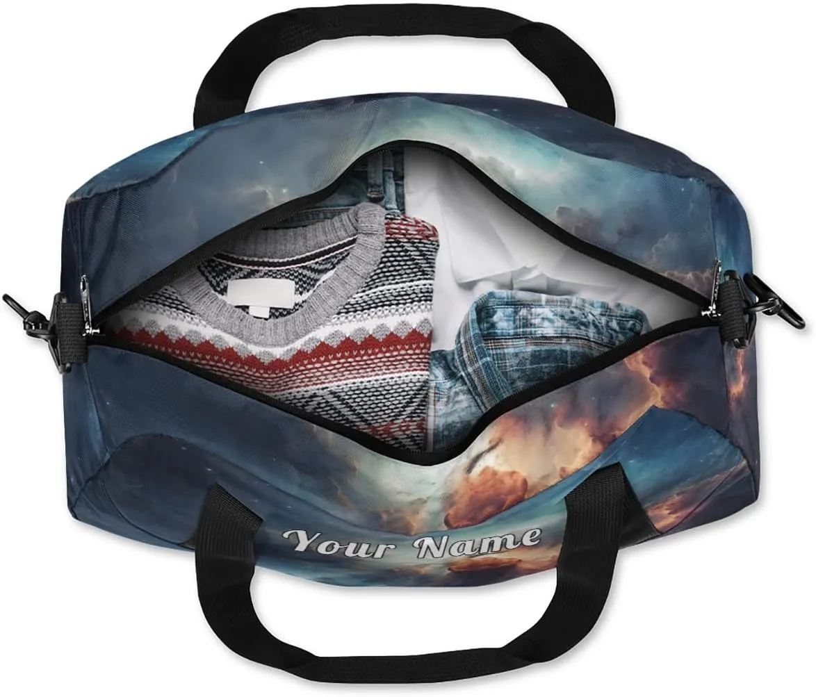 Personalized Kids Duffel Bag Outer Space Nebula,Custom Sport Gym Bag for Boys Girls,WWeekender Overnight Bags Travel Duffel Bag,Customized Kids Gift